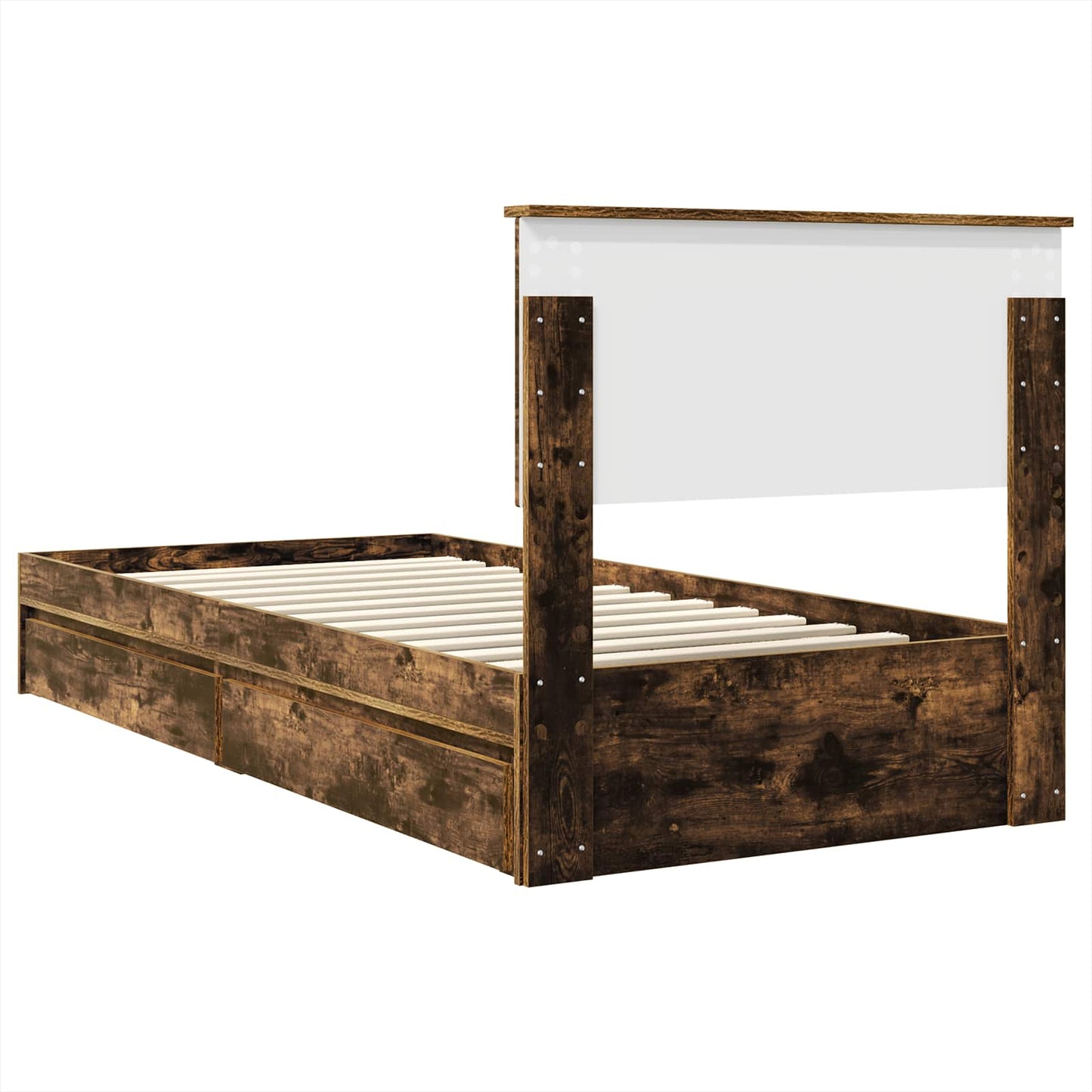 vidaXL Κρεβάτι Αποθήκης Καπνιστό Δρύς 75 x 190 cm Επεξεργασμένο ξύλο