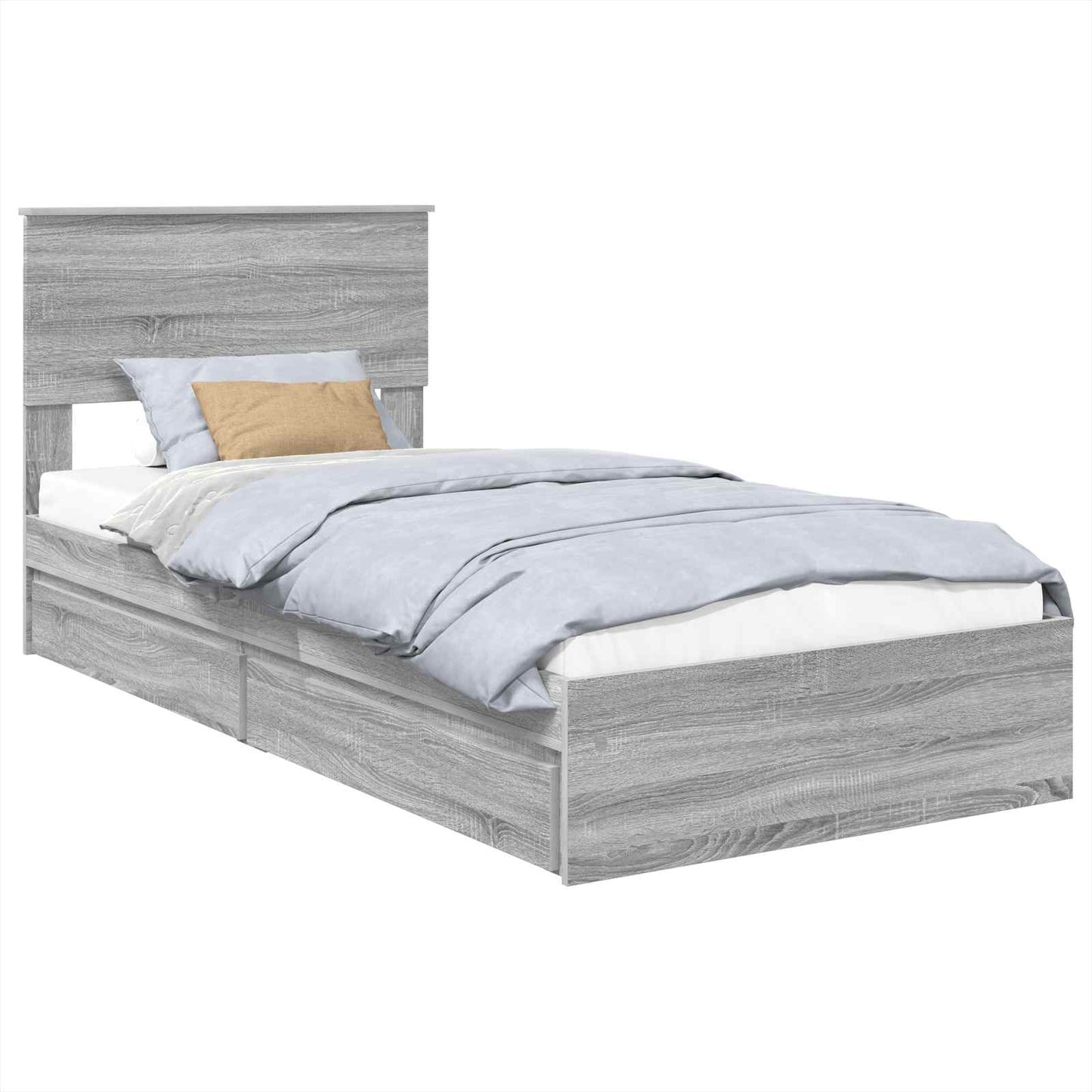 vidaXL Κρεβάτι Αποθήκης Γκρίζο Σονομα 75 x 190 cm Επεξεργασμένο ξύλο