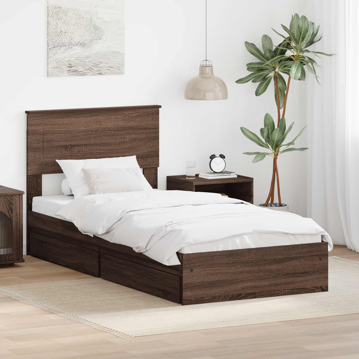 vidaXL Κρεβάτι Αποθήκης Καφέ δρυς 75 x 190 cm Επεξεργασμένο ξύλο