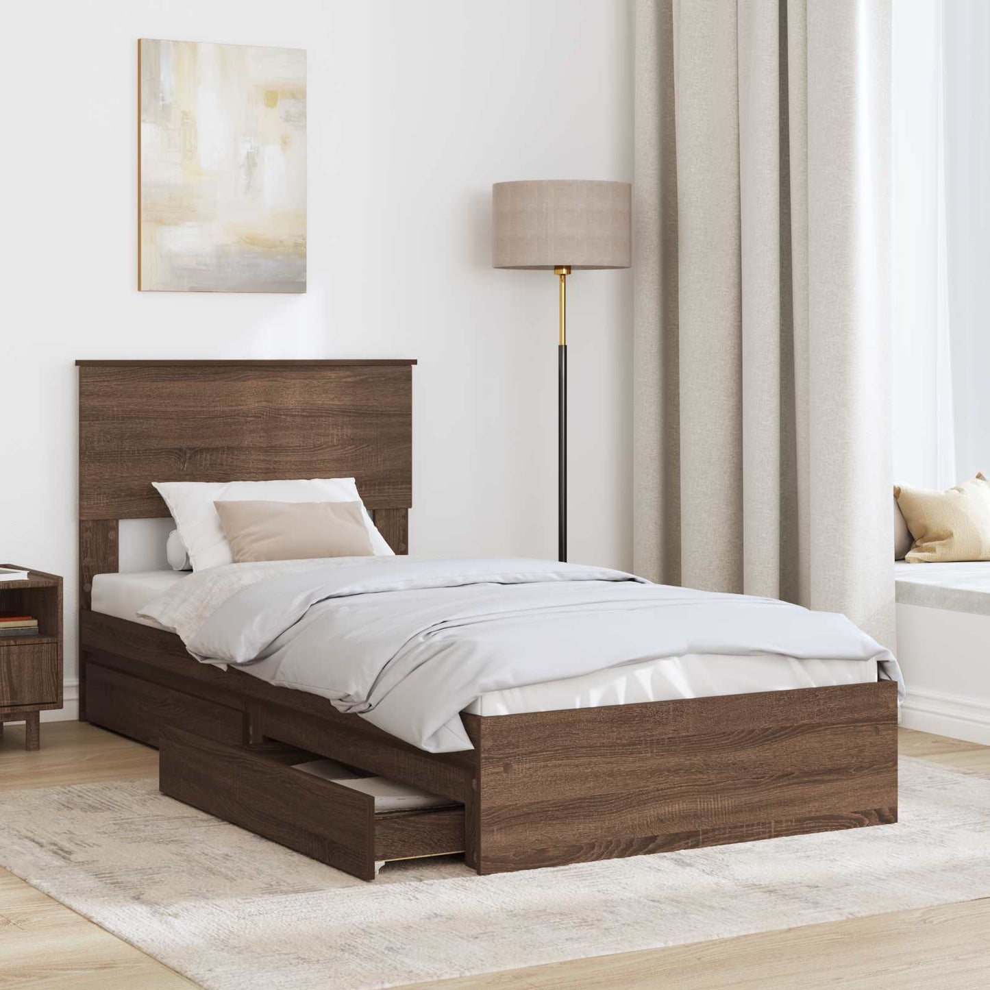vidaXL Κρεβάτι Αποθήκης Καφέ δρυς 75 x 190 cm Επεξεργασμένο ξύλο