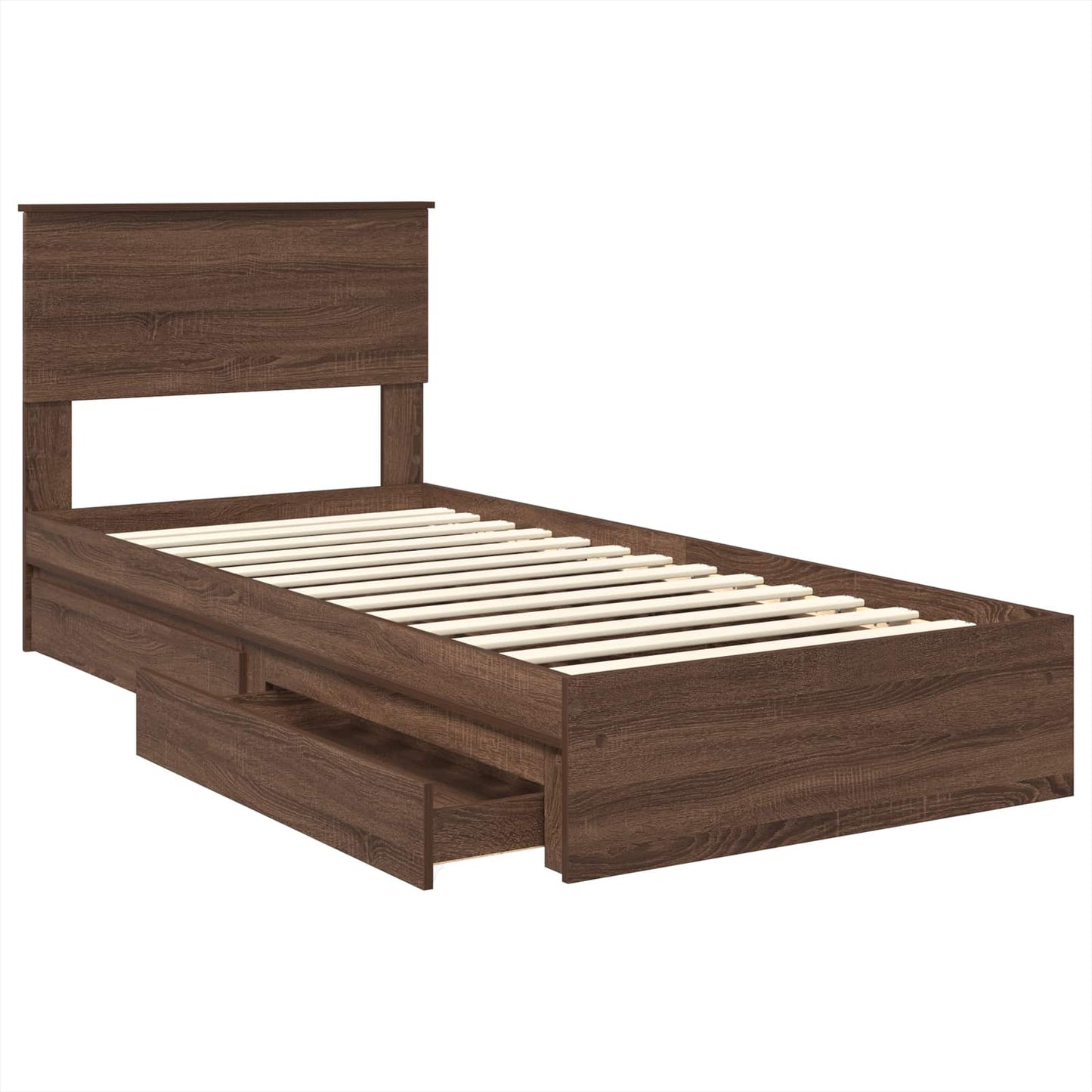 vidaXL Κρεβάτι Αποθήκης Καφέ δρυς 75 x 190 cm Επεξεργασμένο ξύλο