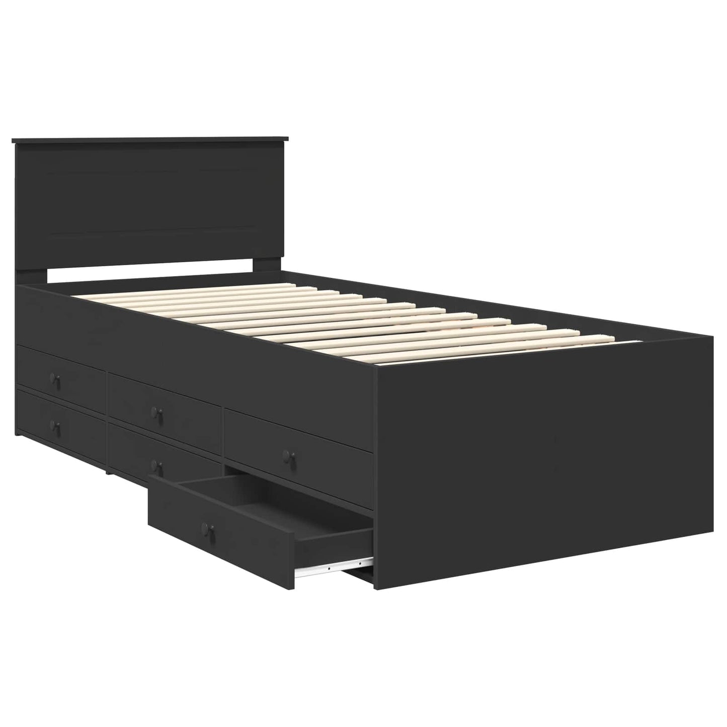 vidaXL Καναπές Κρεβάτι με συρτάρι Μαύρο 90 x 190 cm Επεξεργασμένο ξύλο