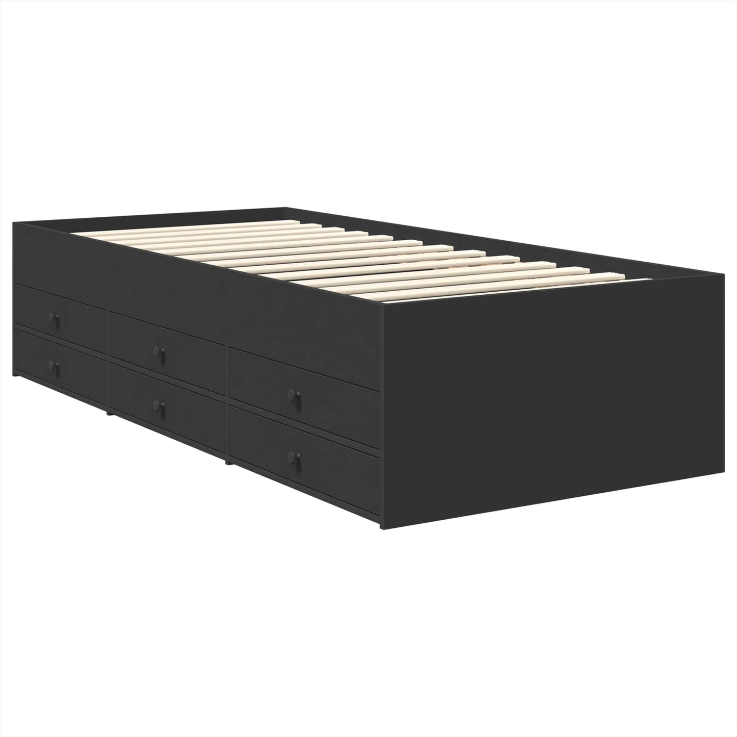 vidaXL Καναπές Κρεβάτι με συρτάρι Μαύρο 90 x 190 cm Επεξεργασμένο ξύλο