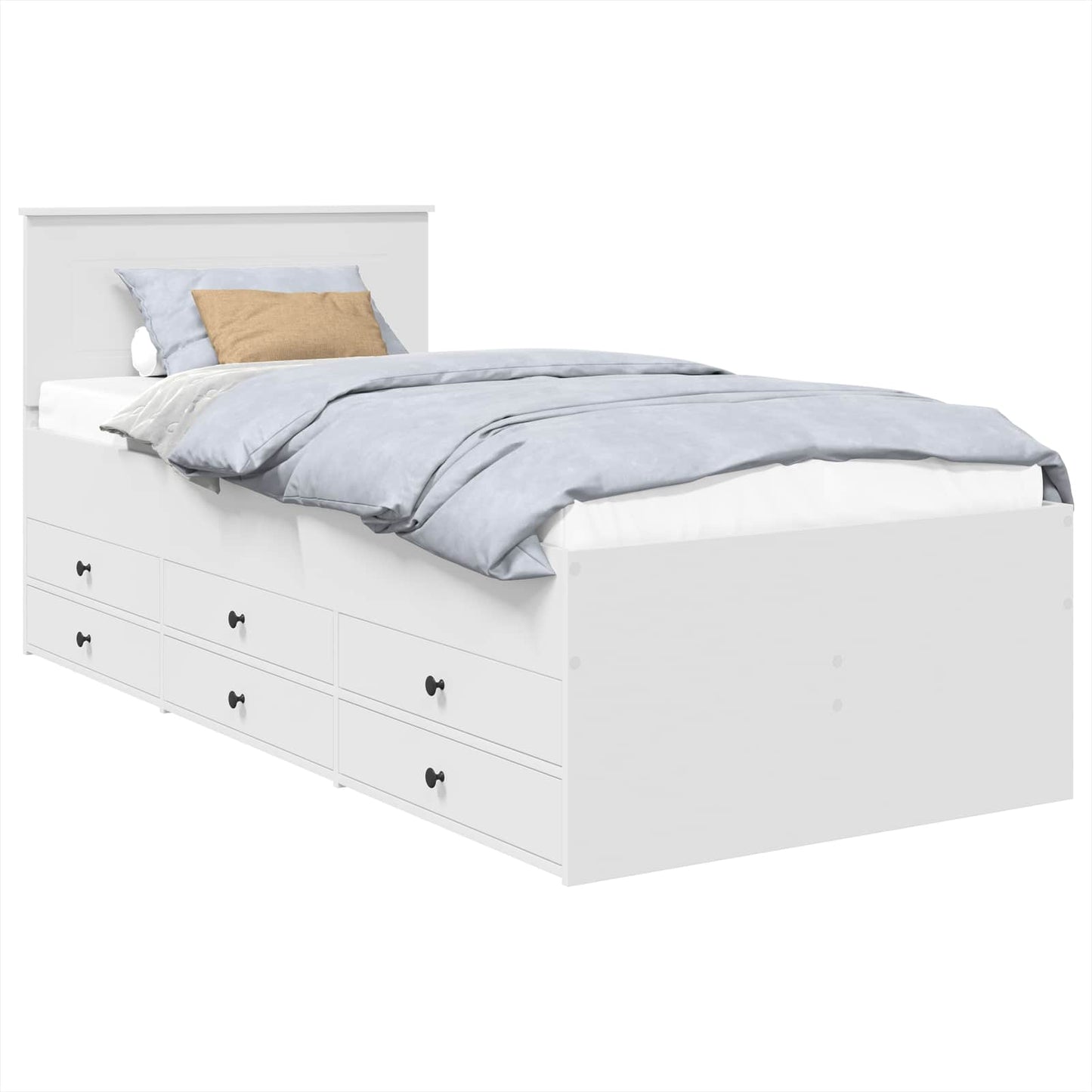 vidaXL Καναπές Κρεβάτι Λευκό και Μαύρο 75 x 190 cm Επεξεργασμένο Ξύλο