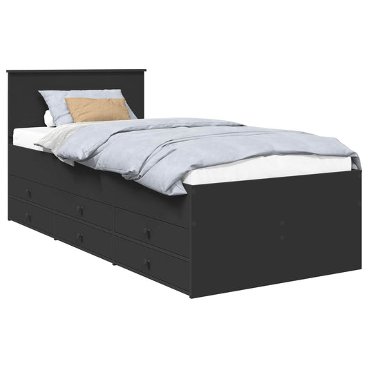 vidaXL Καναπές Κρεβάτι με συρτάρι Μαύρο 75 x 190 cm Επεξεργασμένο ξύλο