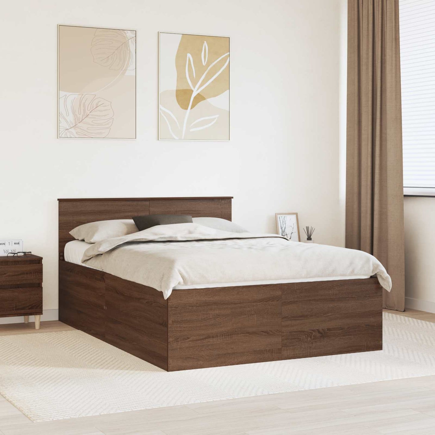 vidaXL Σκελετός Κρεβατιού Καφέ δρυς 150 x 200 cm Επεξεργασμένο ξύλο