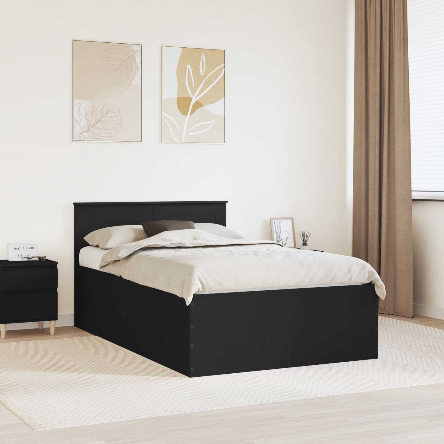 vidaXL Σκελετός Κρεβατιού Μαύρο 120 x 190 cm Επεξεργασμένο ξύλο