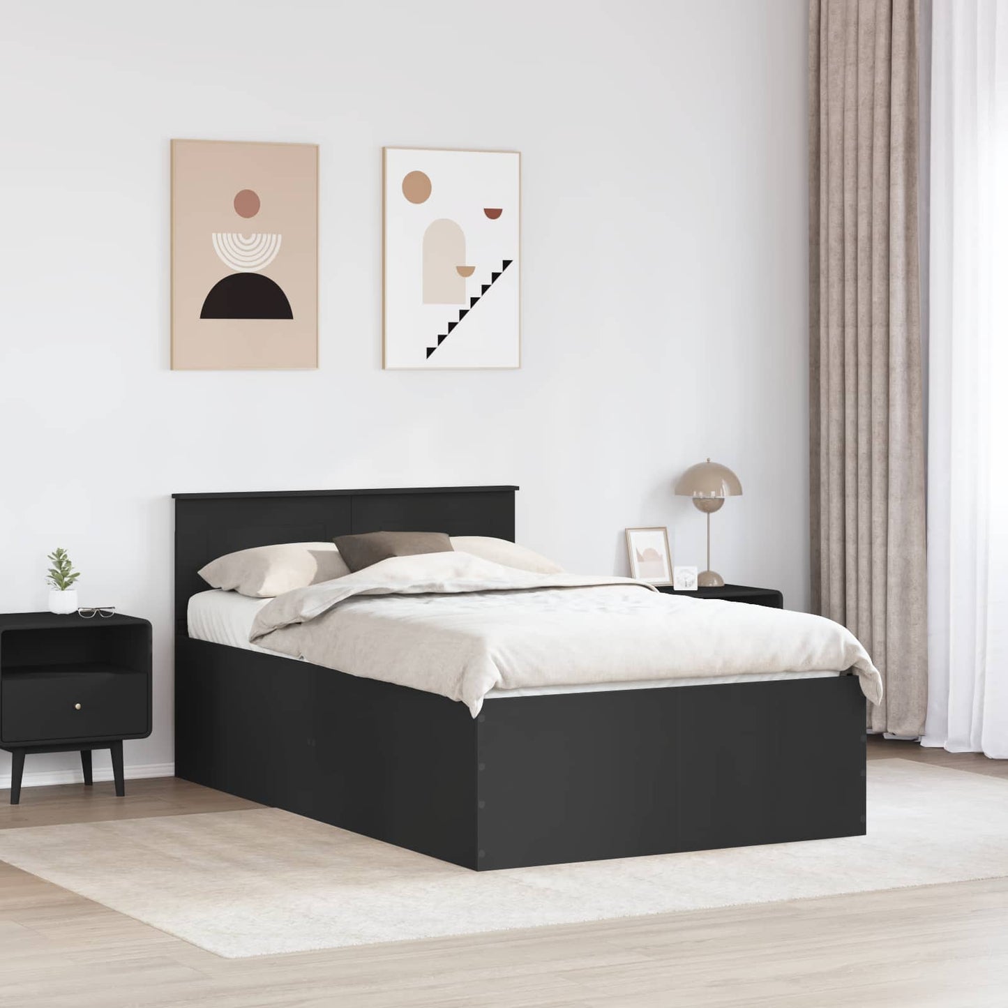 vidaXL Σκελετός Κρεβατιού Μαύρο 120 x 200 cm Επεξεργασμένο ξύλο