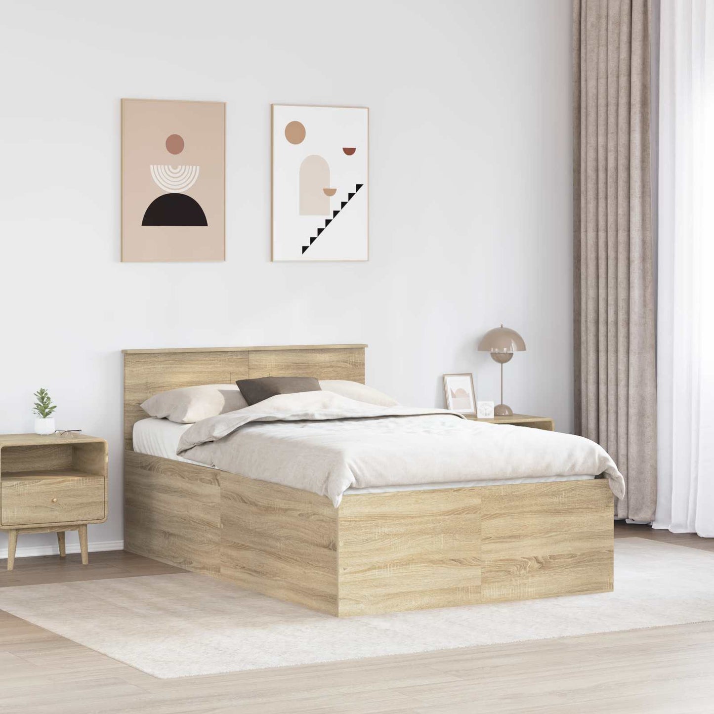 vidaXL Σκελετός Κρεβατιού Δρύς Sonoma 120 x 200 cm Επεξεργασμένο ξύλο