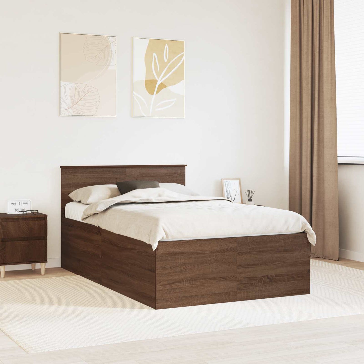 vidaXL Σκελετός Κρεβατιού Καφέ δρυς 120 x 200 cm Επεξεργασμένο ξύλο