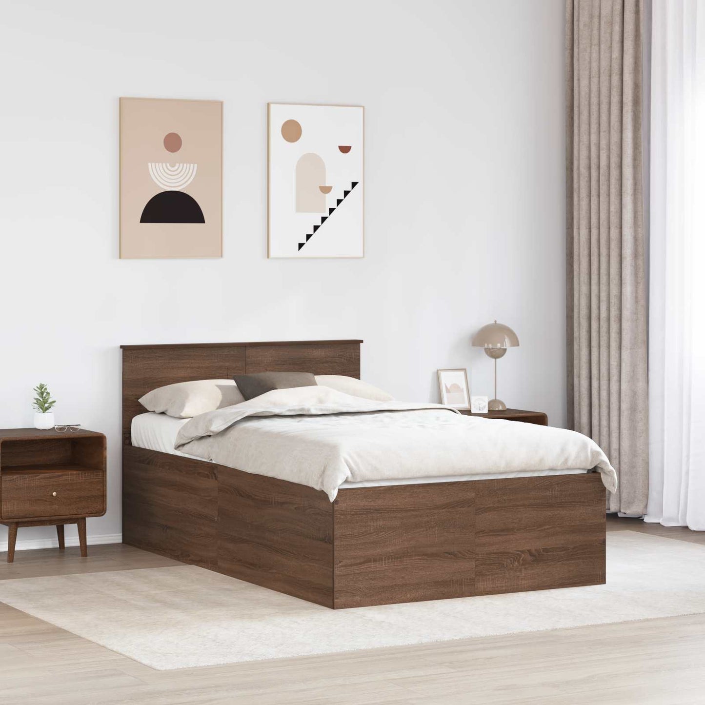 vidaXL Σκελετός Κρεβατιού Καφέ δρυς 120 x 200 cm Επεξεργασμένο ξύλο