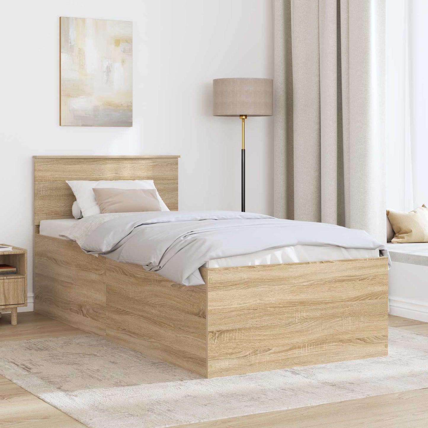 vidaXL Σκελετός Κρεβατιού Δρύς Sonoma 75 x 190 cm Επεξεργασμένο ξύλο