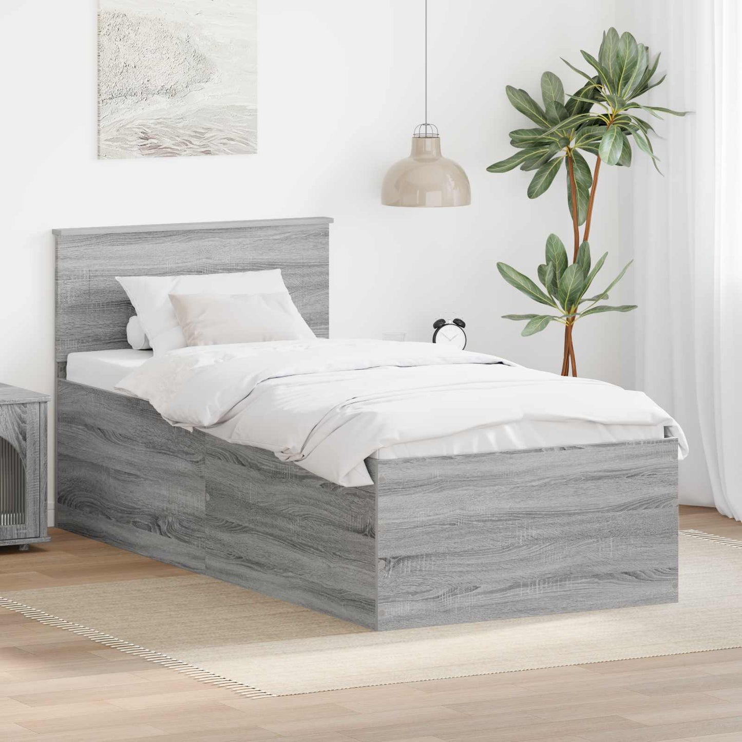 vidaXL Σκελετός Κρεβατιού Γκρίζο Σονομα 75 x 190 cm Επεξεργασμένο ξύλο