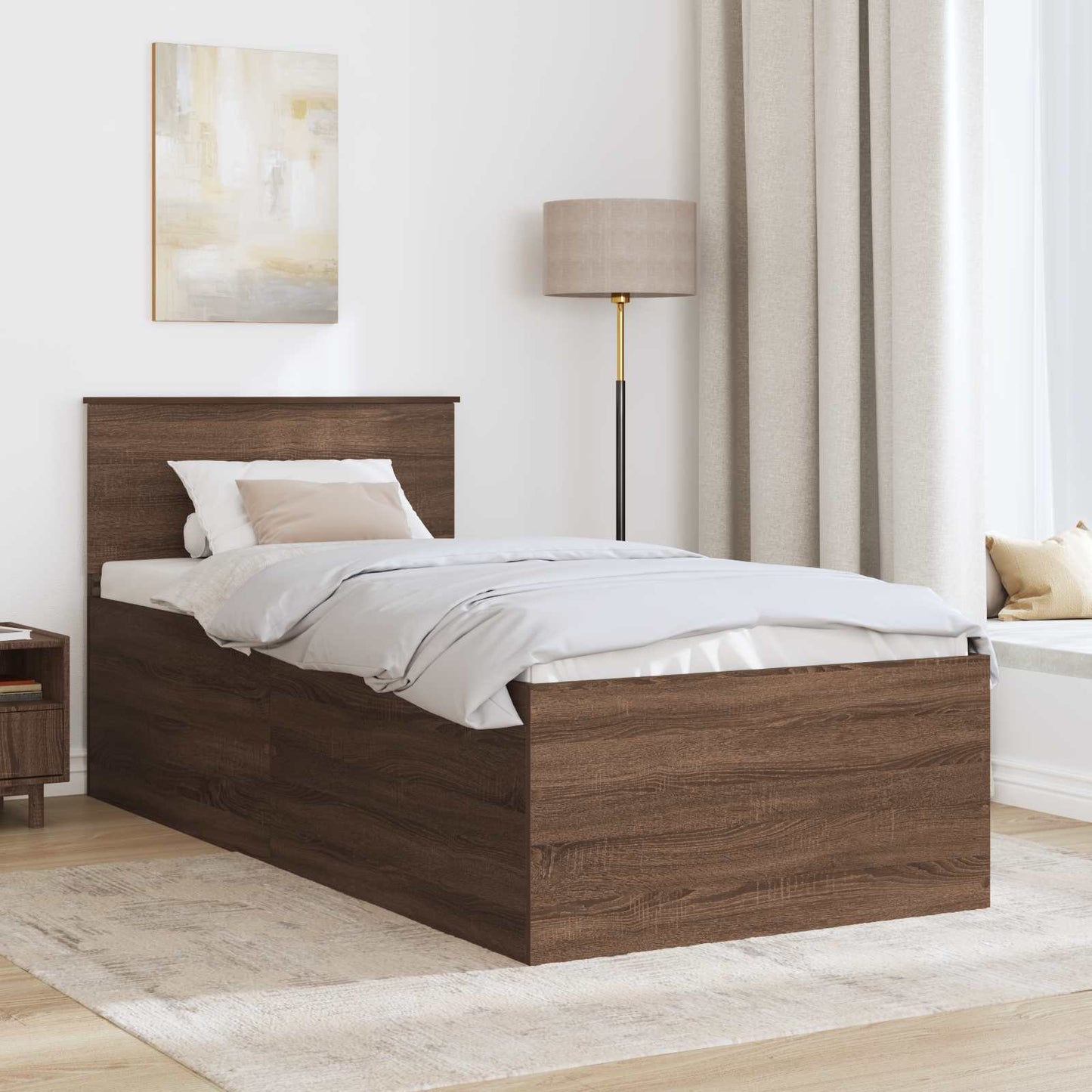 vidaXL Σκελετός Κρεβατιού Καφέ δρυς 75 x 190 cm Επεξεργασμένο ξύλο
