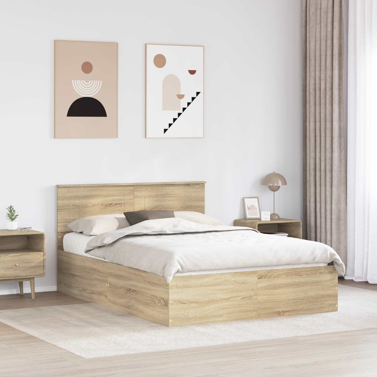vidaXL Σκελετός Κρεβατιού Δρύς Sonoma 150 x 200 cm Επεξεργασμένο ξύλο