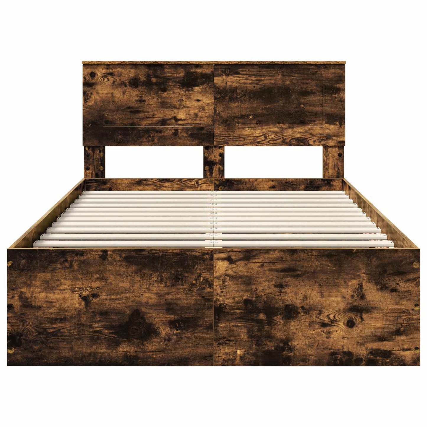 vidaXL Σκελετός Κρεβατιού με κεφαλάρι Καπνιστό Δρύς 135 x 190 cm