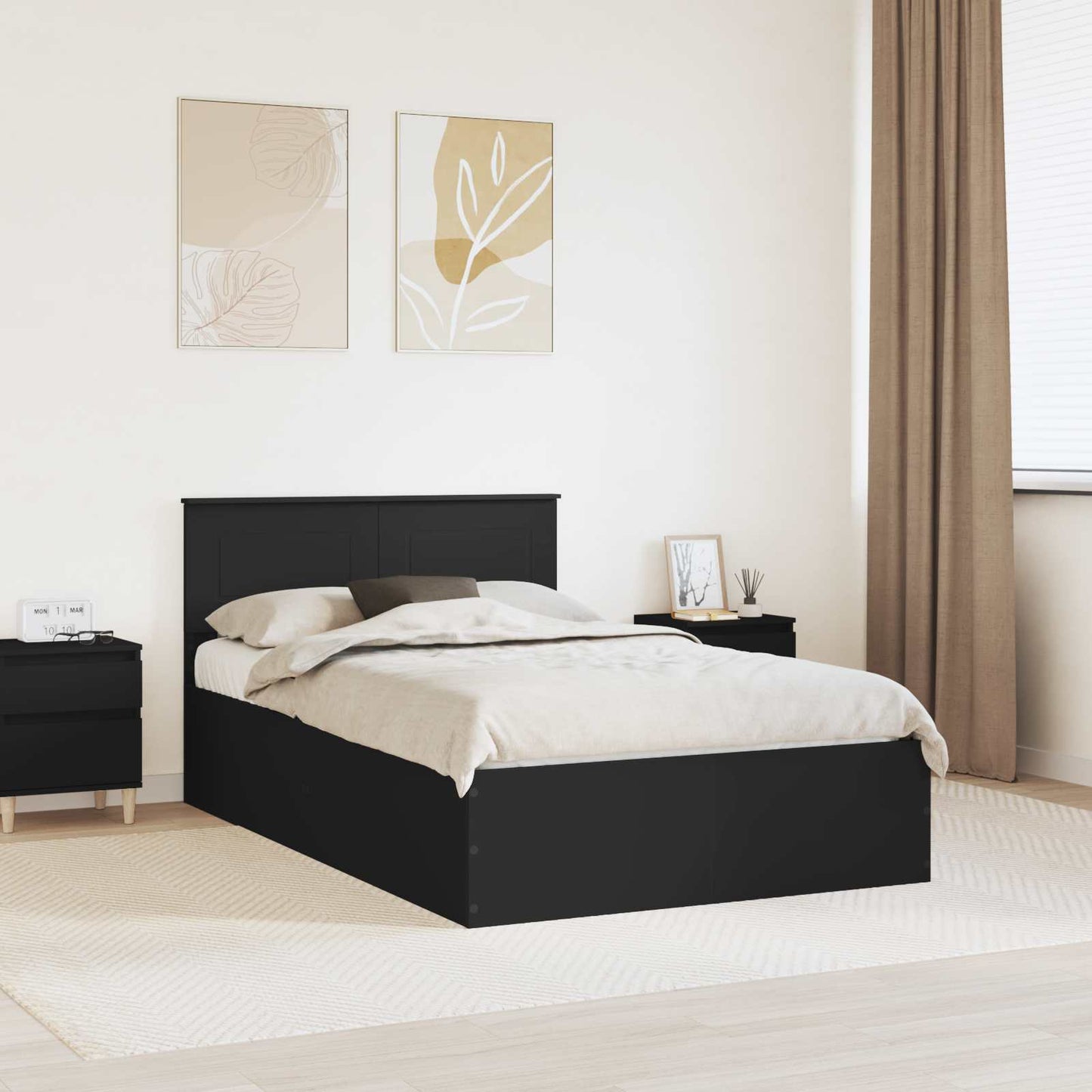 vidaXL Σκελετός Κρεβατιού Μαύρο 120 x 190 cm Επεξεργασμένο ξύλο