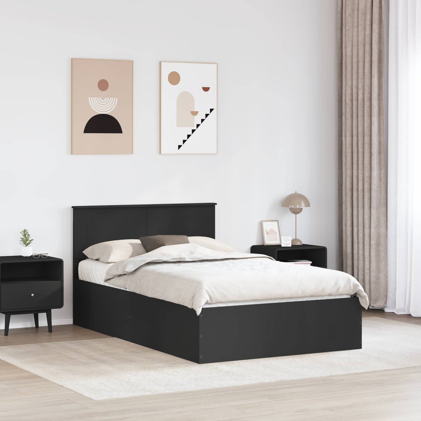 vidaXL Σκελετός Κρεβατιού Μαύρο 120 x 190 cm Επεξεργασμένο ξύλο