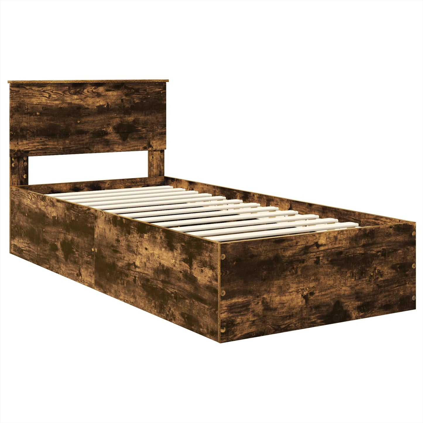 vidaXL Σκελετός Κρεβατιού με κεφαλάρι Καπνιστό Δρύς 120 x 200 cm