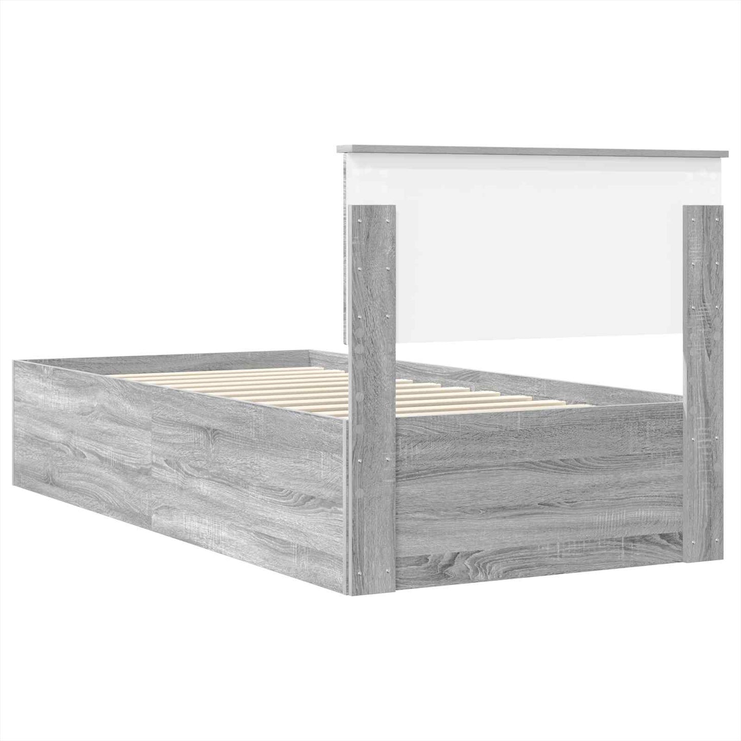 vidaXL Σκελετός Κρεβατιού Γκρίζο Σονομα 90 x 190 cm Επεξεργασμένο Ξύλο