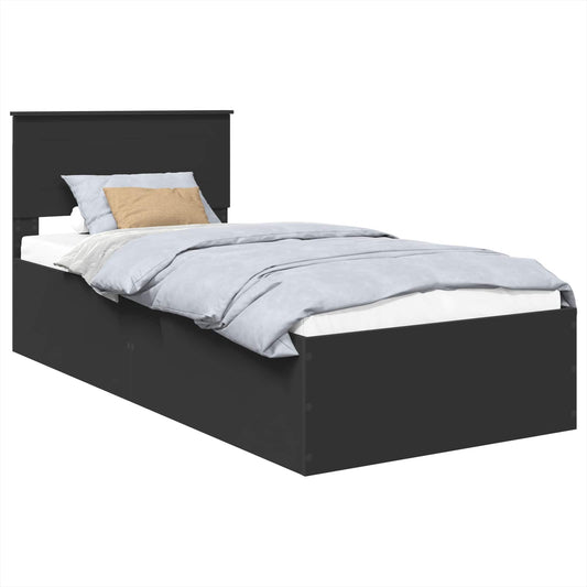 vidaXL Σκελετός Κρεβατιού Μαύρο 75 x 190 cm Επεξεργασμένο ξύλο