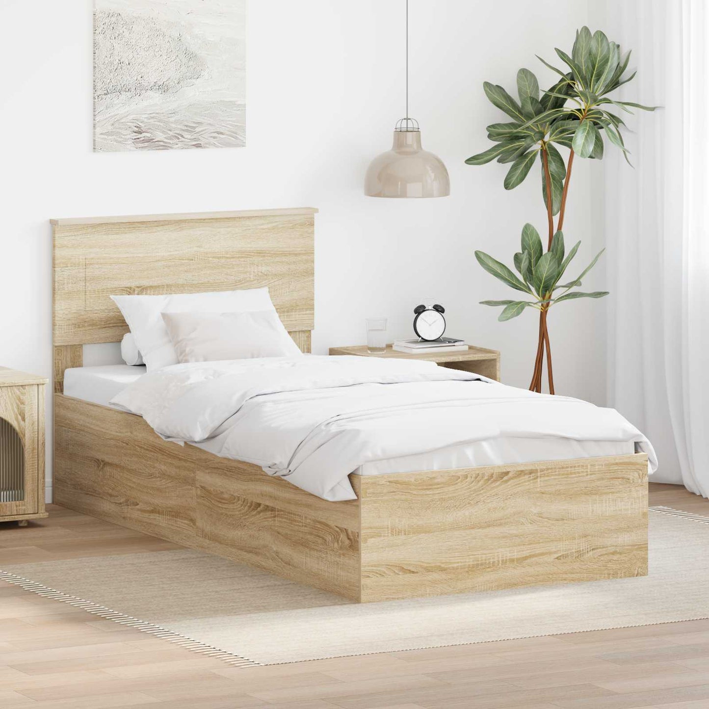vidaXL Σκελετός Κρεβατιού Δρύς Sonoma 75 x 190 cm Επεξεργασμένο ξύλο