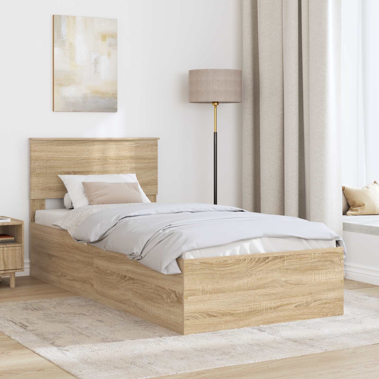 vidaXL Σκελετός Κρεβατιού Δρύς Sonoma 75 x 190 cm Επεξεργασμένο ξύλο