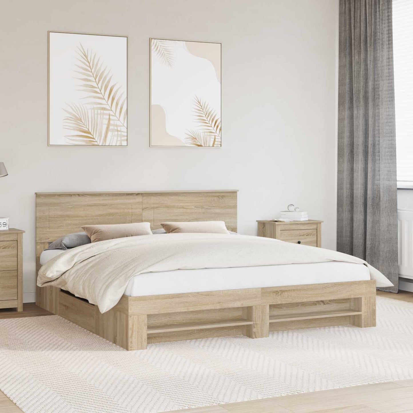 vidaXL Σκελετός Κρεβατιού Δρύς Sonoma 200 x 200 cm Επεξεργασμένο ξύλο