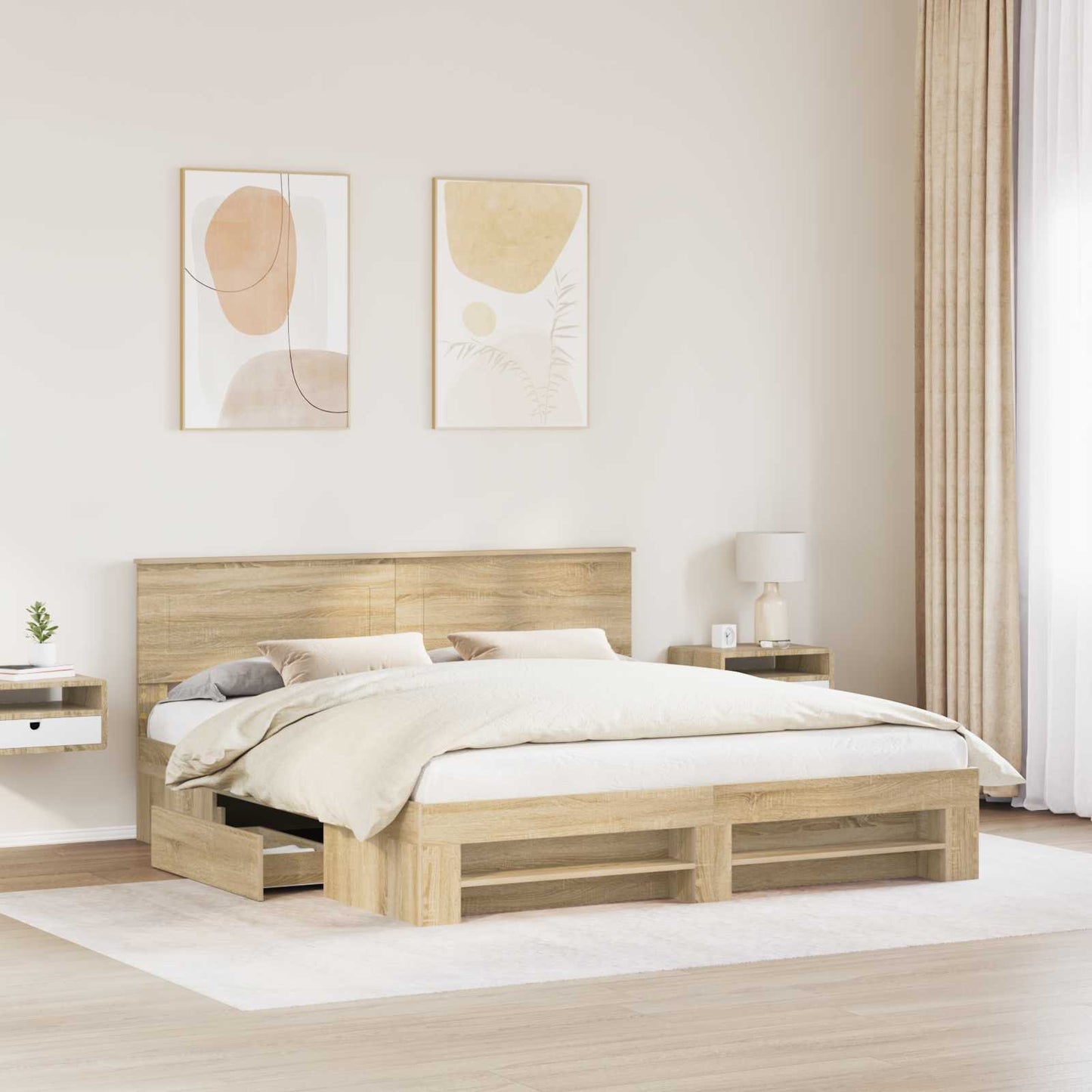 vidaXL Σκελετός Κρεβατιού Δρύς Sonoma 200 x 200 cm Επεξεργασμένο ξύλο