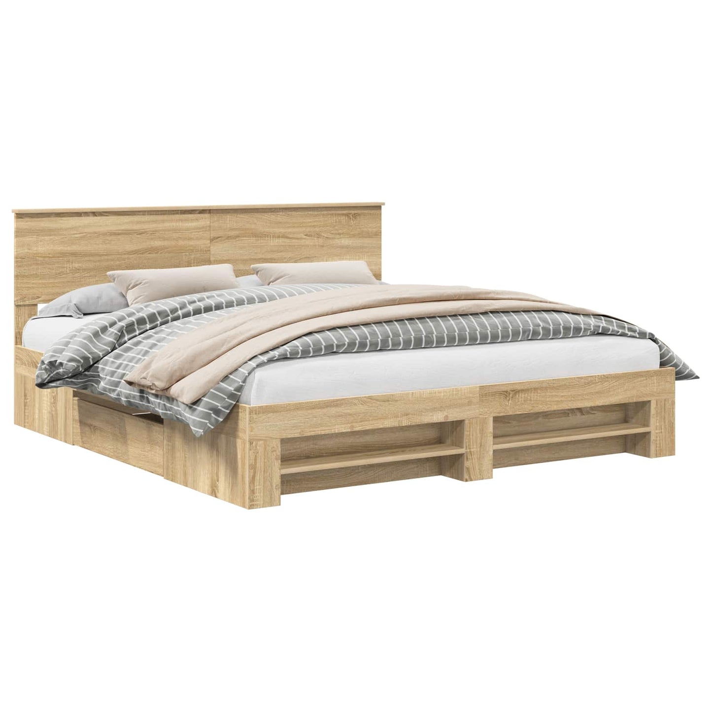 vidaXL Σκελετός Κρεβατιού Δρύς Sonoma 200 x 200 cm Επεξεργασμένο ξύλο