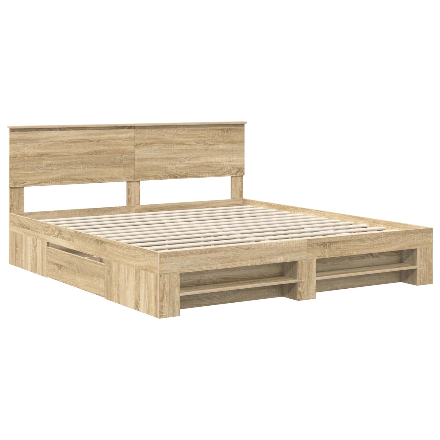 vidaXL Σκελετός Κρεβατιού Δρύς Sonoma 200 x 200 cm Επεξεργασμένο ξύλο