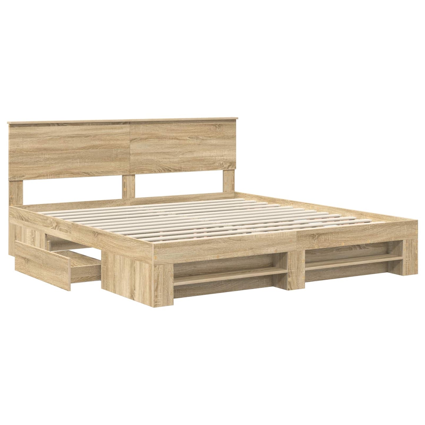 vidaXL Σκελετός Κρεβατιού Δρύς Sonoma 200 x 200 cm Επεξεργασμένο ξύλο
