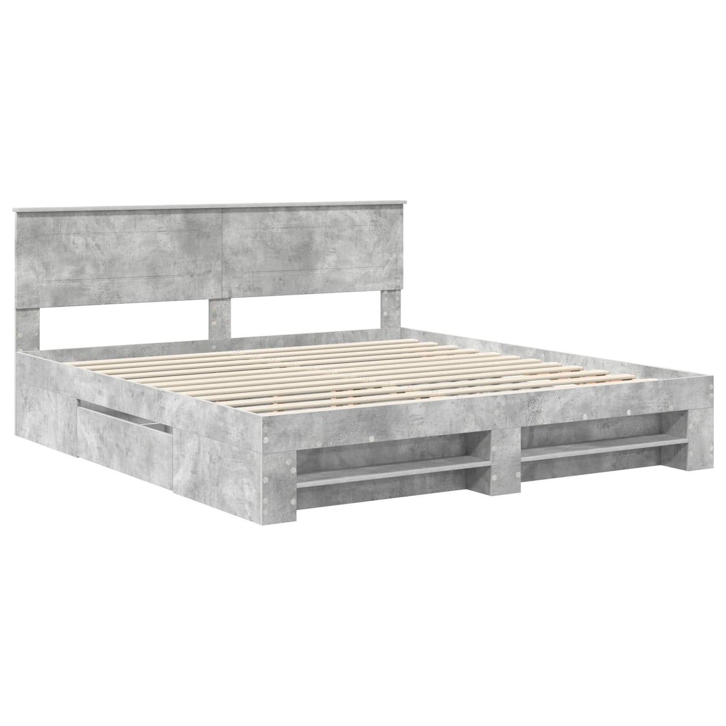 vidaXL Σκελετός Κρεβατιού με κεφαλάρι Σκυρόδεμα Γκρι 200 x 200 cm