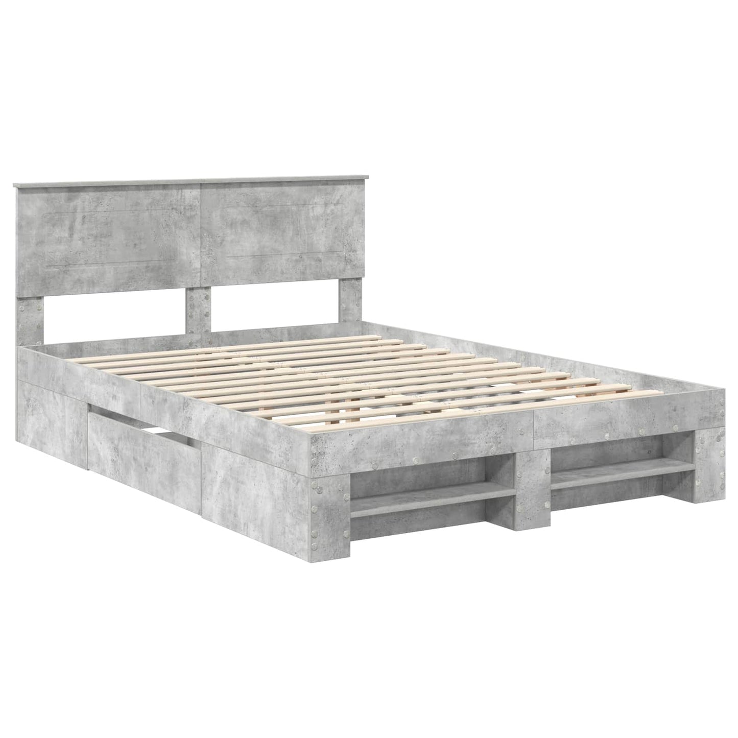 vidaXL Σκελετός Κρεβατιού με κεφαλάρι Σκυρόδεμα Γκρι 160 x 200 cm