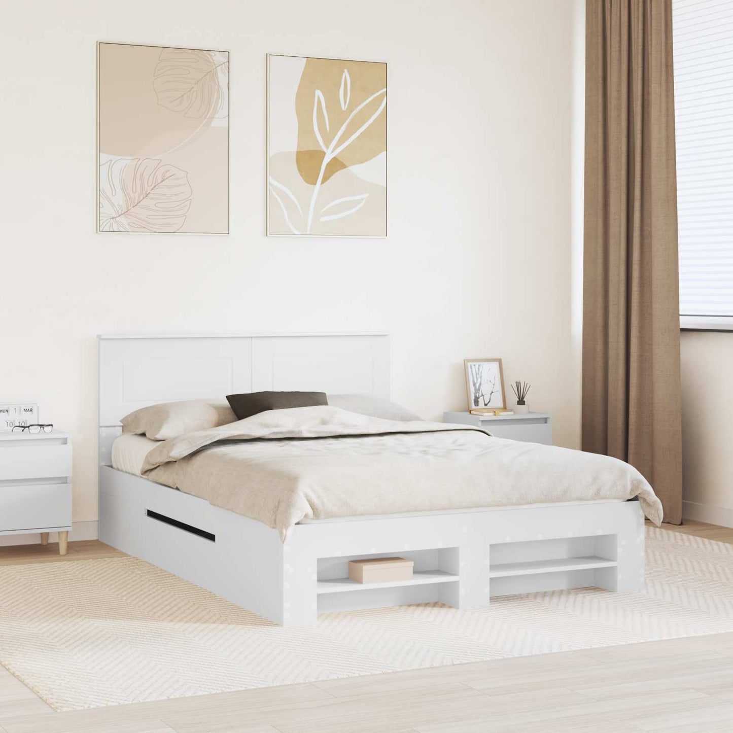 vidaXL Σκελετός Κρεβατιού Λευκό 150 x 200 cm Επεξεργασμένο ξύλο