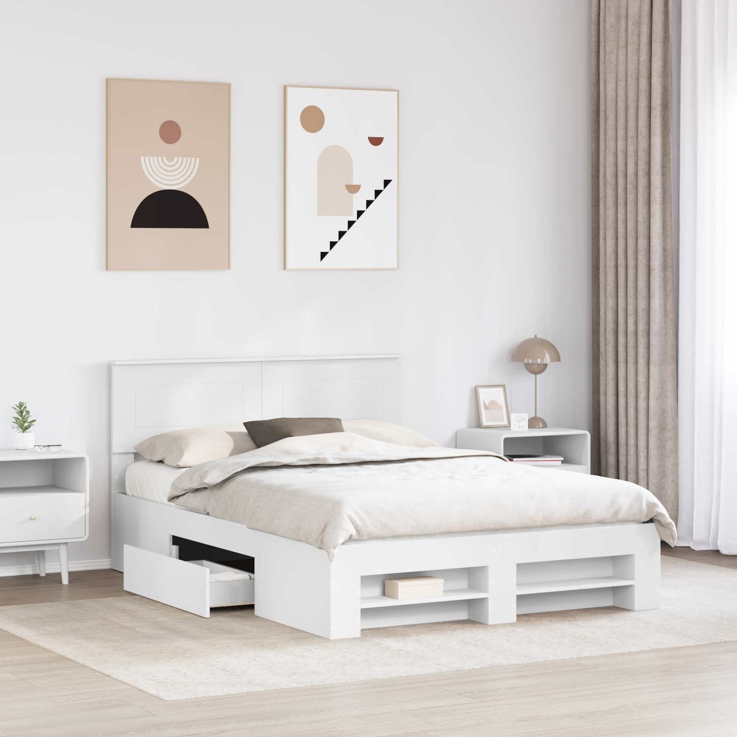 vidaXL Σκελετός Κρεβατιού Λευκό 150 x 200 cm Επεξεργασμένο ξύλο