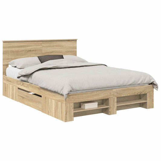 vidaXL Σκελετός Κρεβατιού Δρύς Sonoma 150 x 200 cm Επεξεργασμένο ξύλο