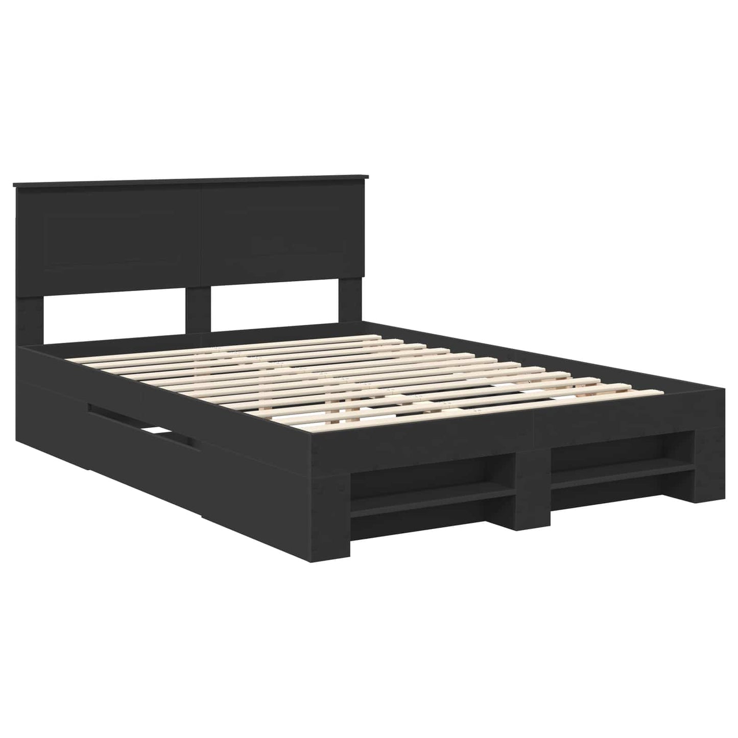 vidaXL Σκελετός Κρεβατιού Μαύρο 140 x 200 cm Επεξεργασμένο ξύλο