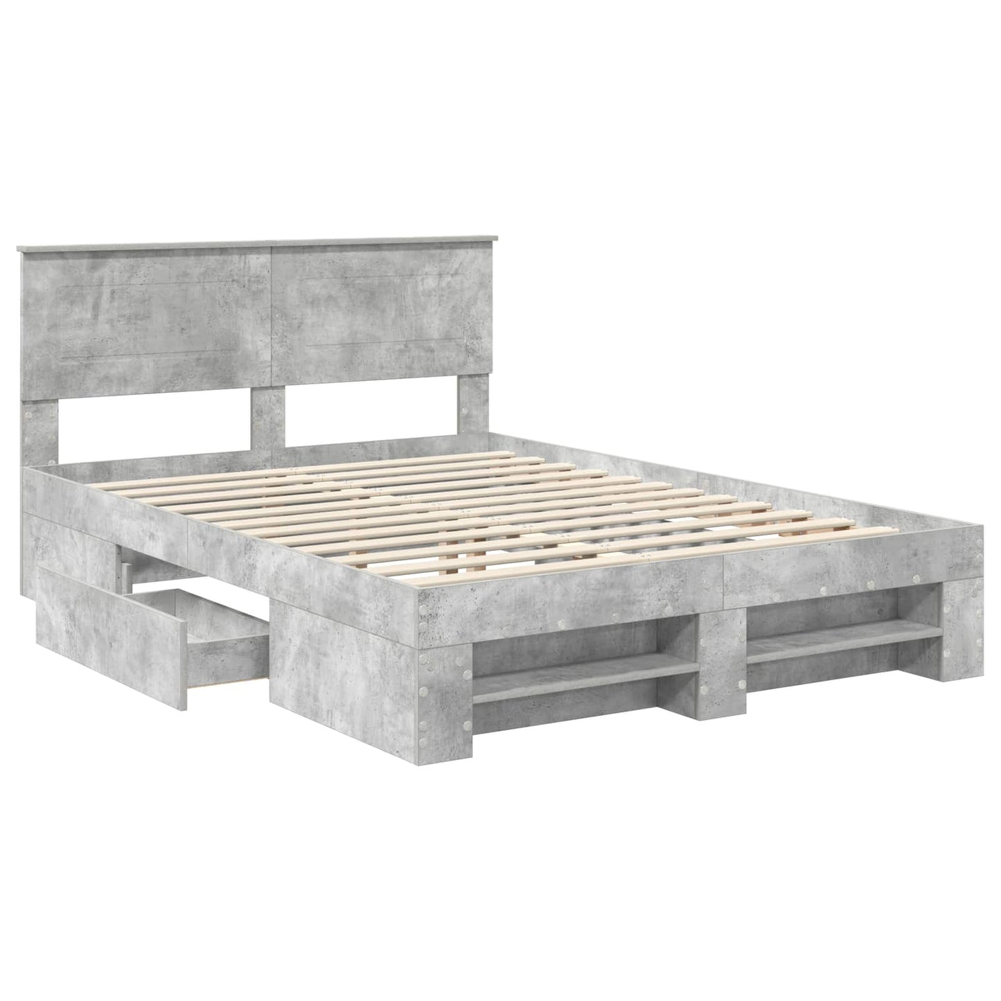 vidaXL Σκελετός Κρεβατιού με κεφαλάρι Σκυρόδεμα Γκρι 140 x 200 cm