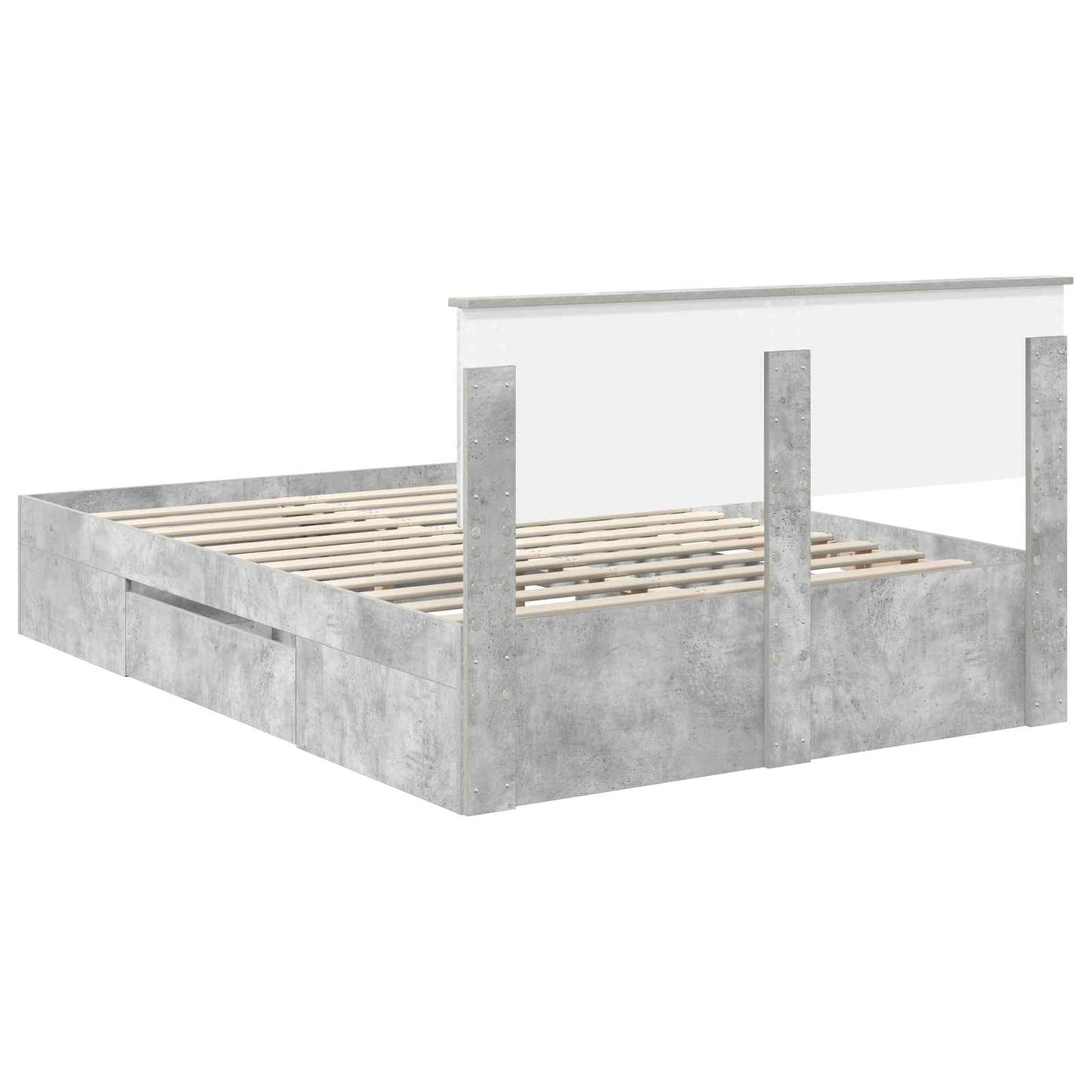 vidaXL Σκελετός Κρεβατιού με κεφαλάρι Σκυρόδεμα Γκρι 140 x 200 cm