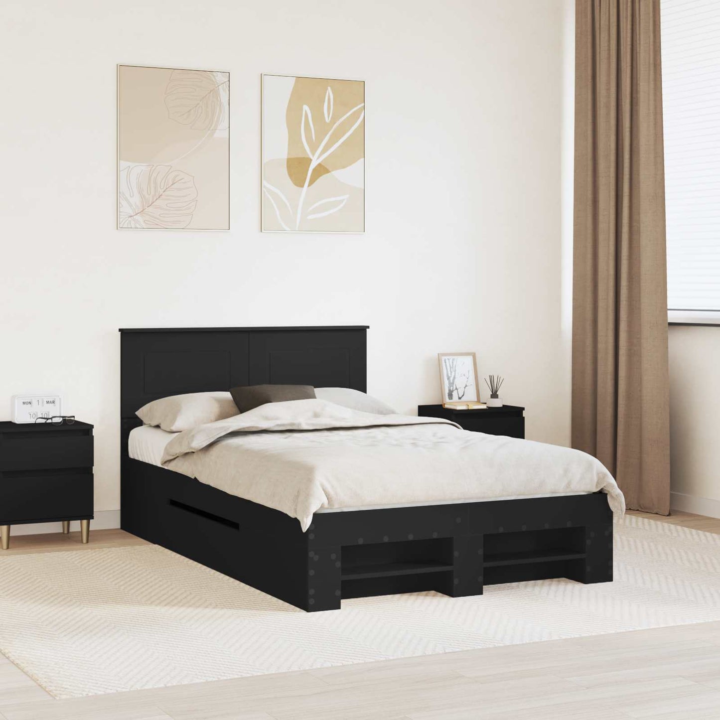 vidaXL Σκελετός Κρεβατιού Μαύρο 120 x 200 cm Επεξεργασμένο ξύλο