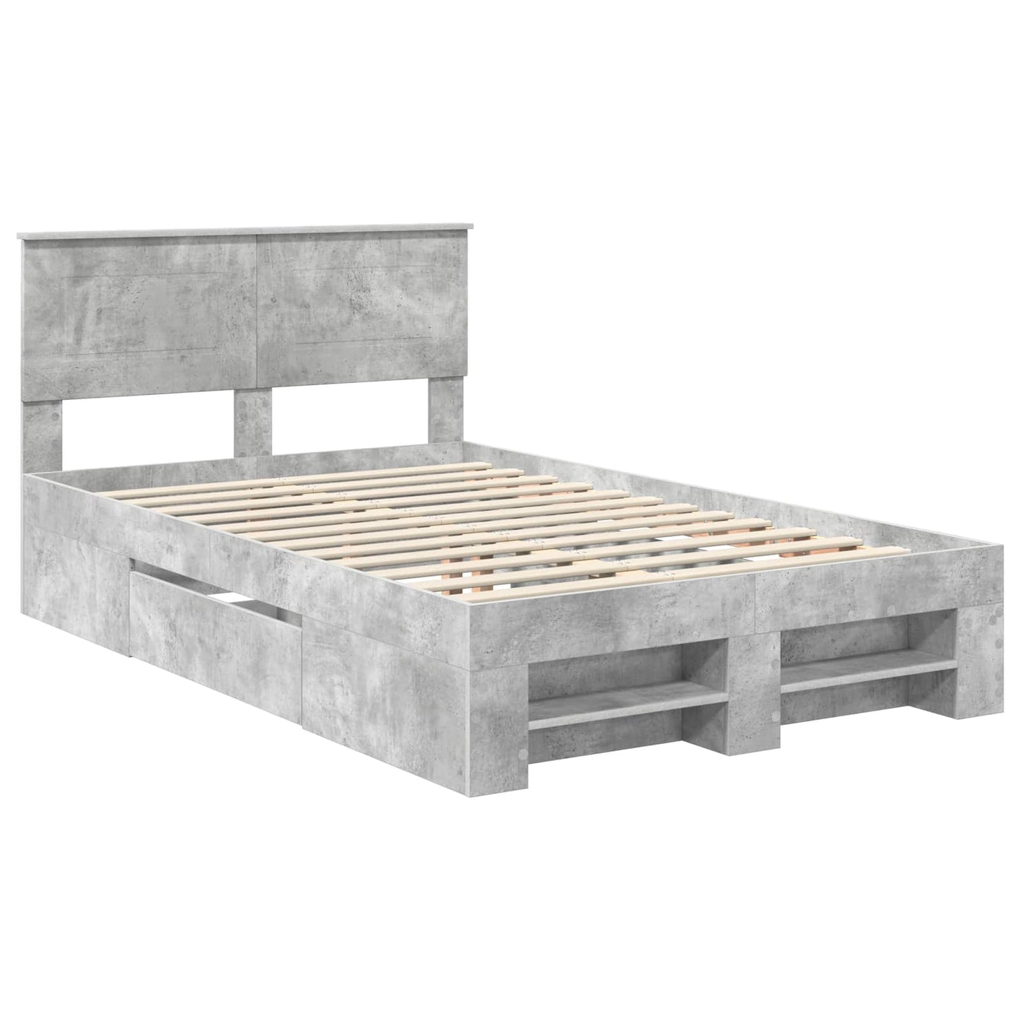 vidaXL Σκελετός Κρεβατιού με κεφαλάρι Σκυρόδεμα Γκρι 120 x 200 cm