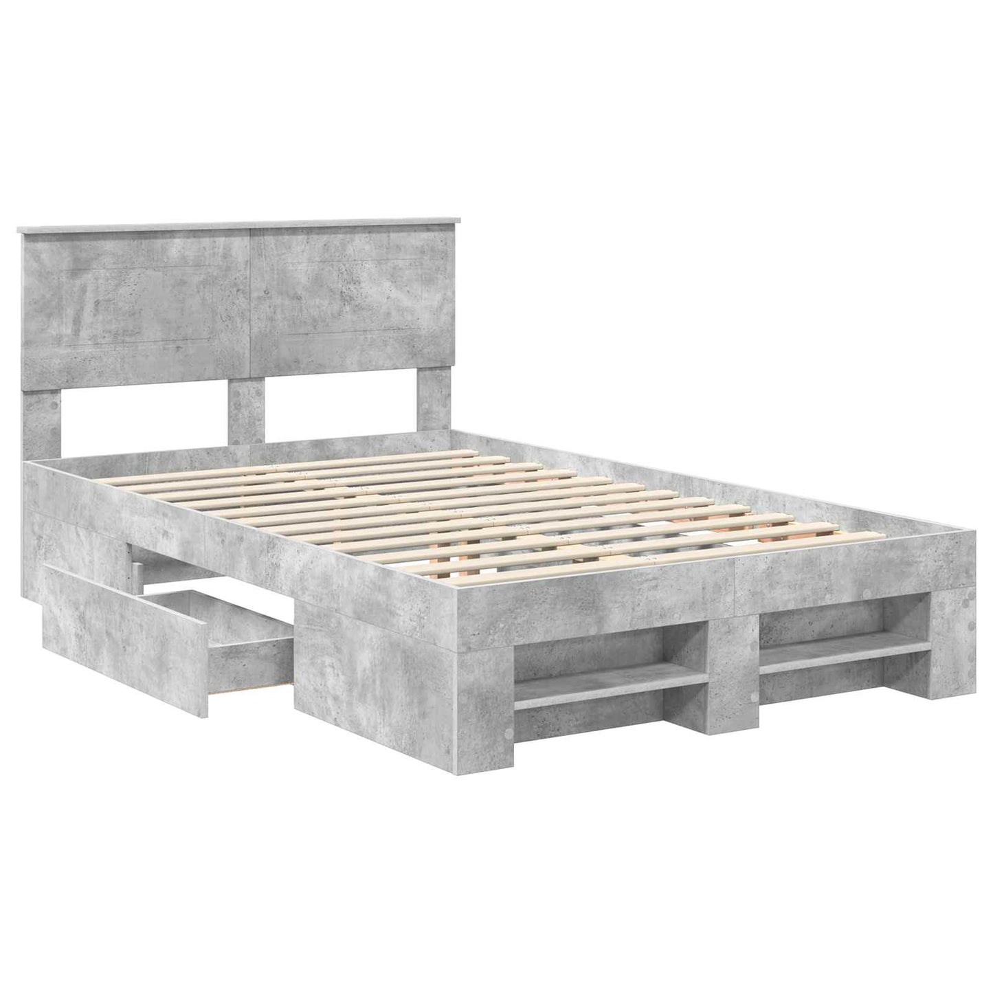 vidaXL Σκελετός Κρεβατιού με κεφαλάρι Σκυρόδεμα Γκρι 120 x 200 cm