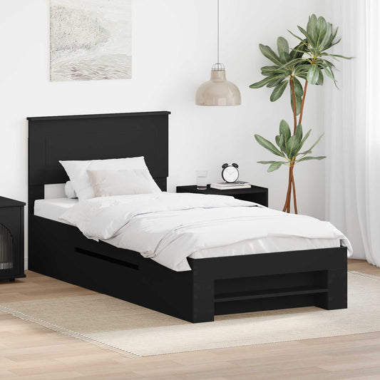 vidaXL Σκελετός Κρεβατιού Μαύρο 90 x 200 cm Επεξεργασμένο ξύλο