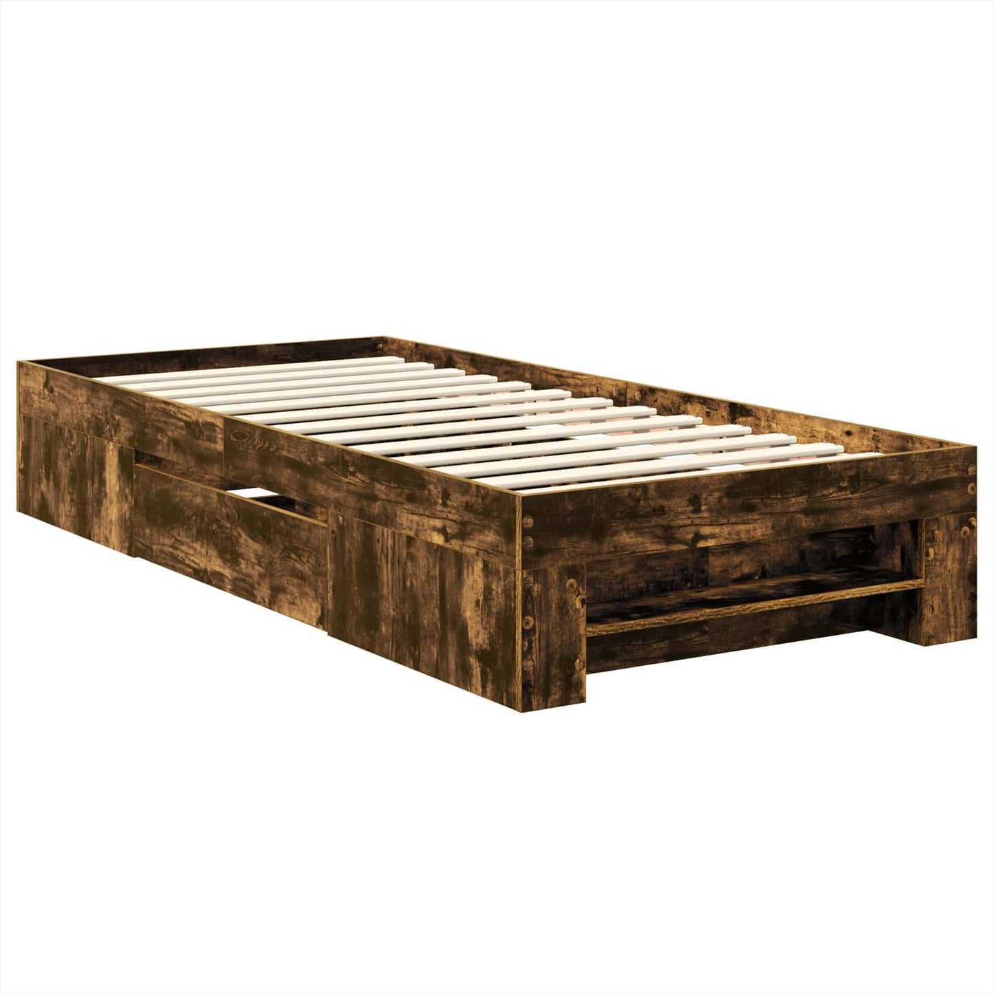 vidaXL Σκελετός Κρεβατιού Καπνιστό Δρύς 90 x 200 cm Επεξεργασμένο ξύλο