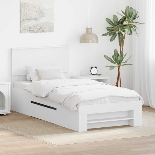 vidaXL Σκελετός Κρεβατιού Λευκό 90 x 200 cm Επεξεργασμένο ξύλο