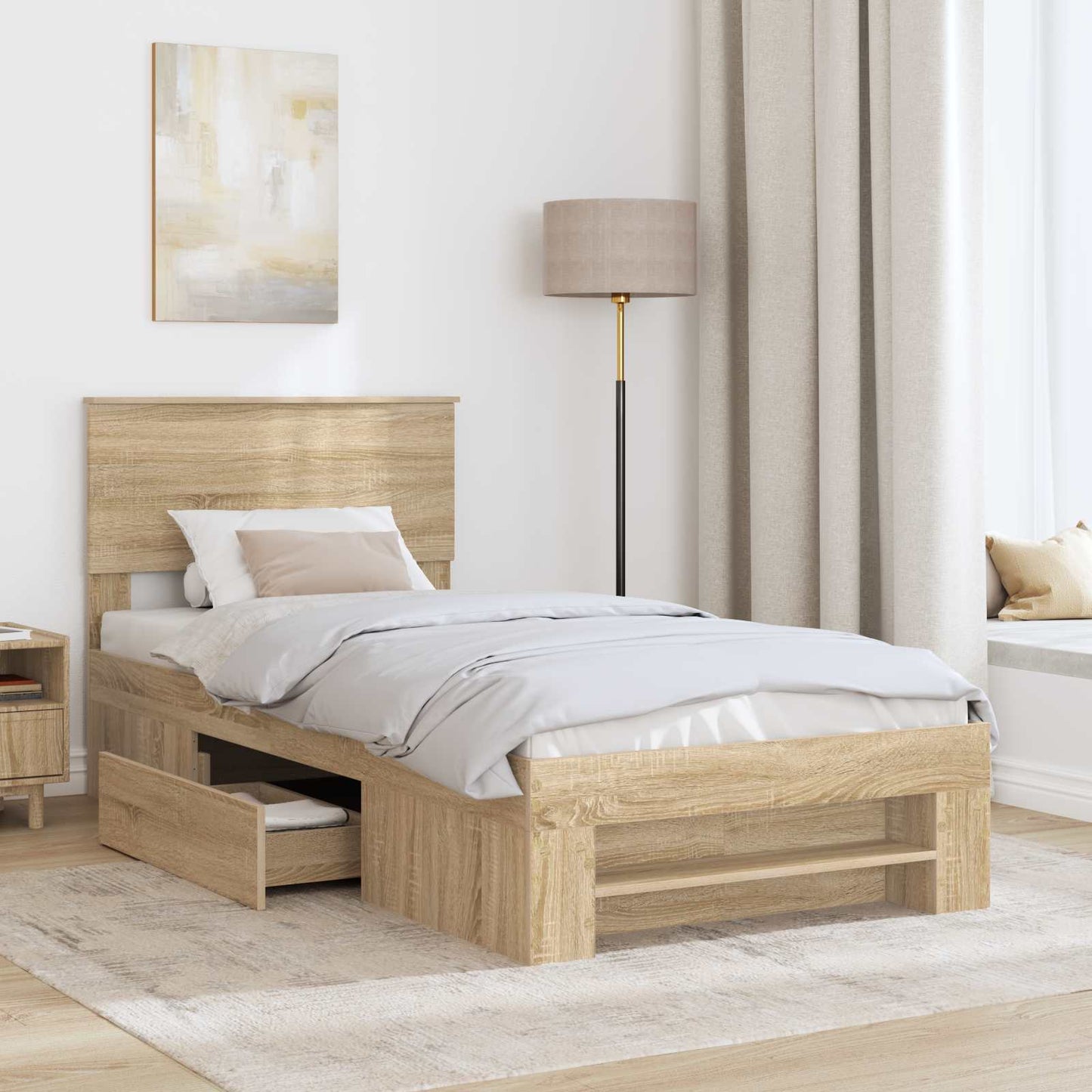 vidaXL Σκελετός Κρεβατιού Δρύς Sonoma 90 x 200 cm Επεξεργασμένο Ξύλο