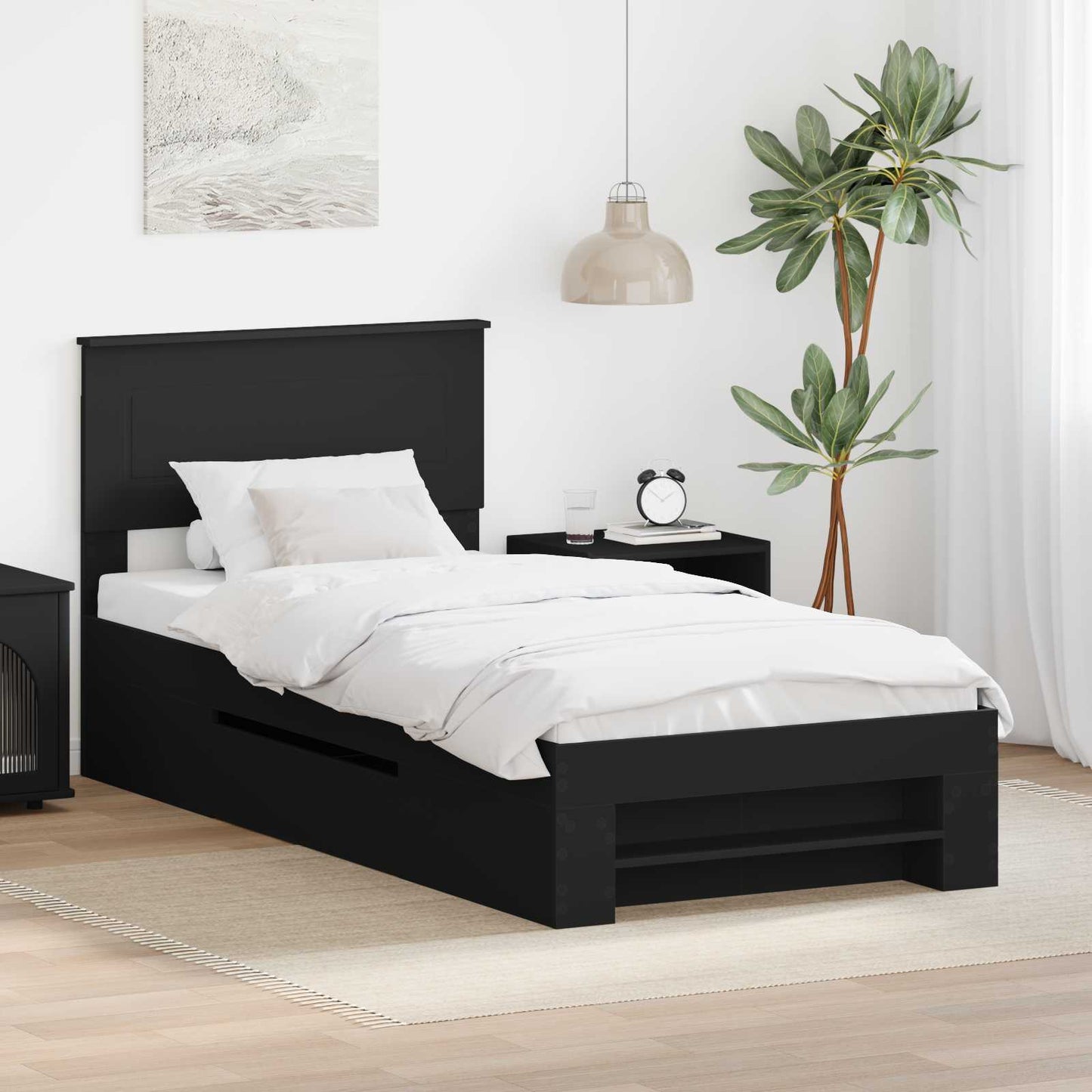 vidaXL Σκελετός Κρεβατιού Μαύρο 80 x 200 cm Επεξεργασμένο ξύλο