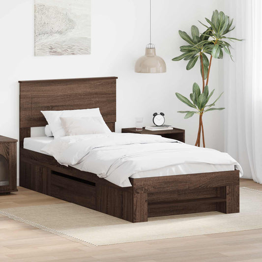 vidaXL Σκελετός Κρεβατιού Καφέ δρυς 80 x 200 cm Επεξεργασμένο ξύλο