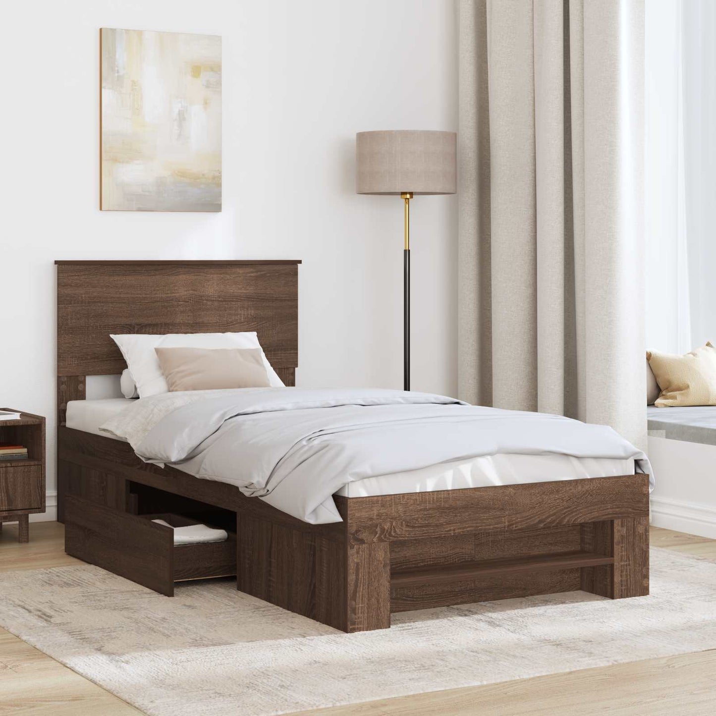 vidaXL Σκελετός Κρεβατιού Καφέ δρυς 80 x 200 cm Επεξεργασμένο ξύλο